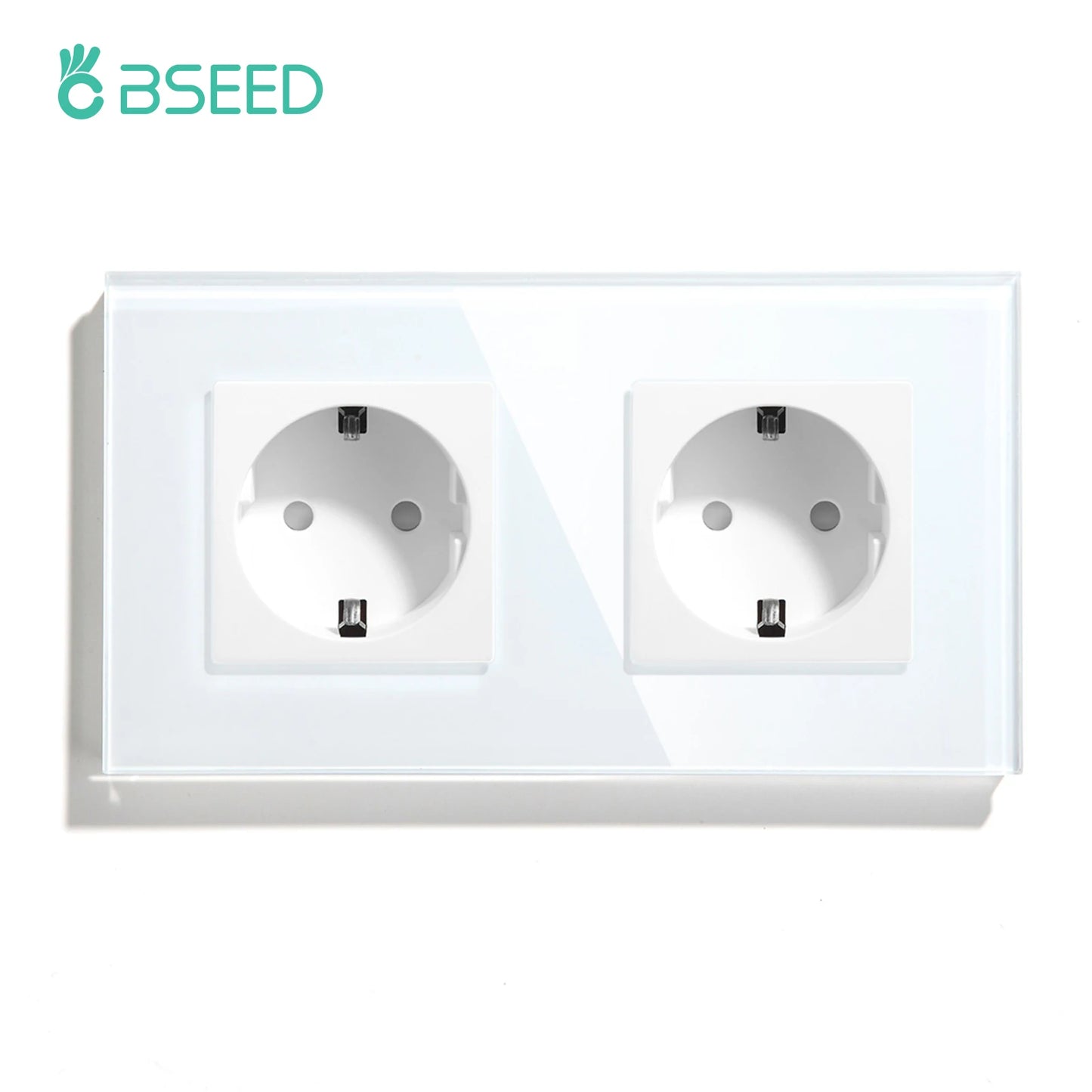 BSEED Touch-Lichtschalter, EU-Standard-Wandsteckdose mit USB Typ-C-Kristallglasscheibe, weiße Farbe, Netzstecker, 1/2/3 Gang-Schalter