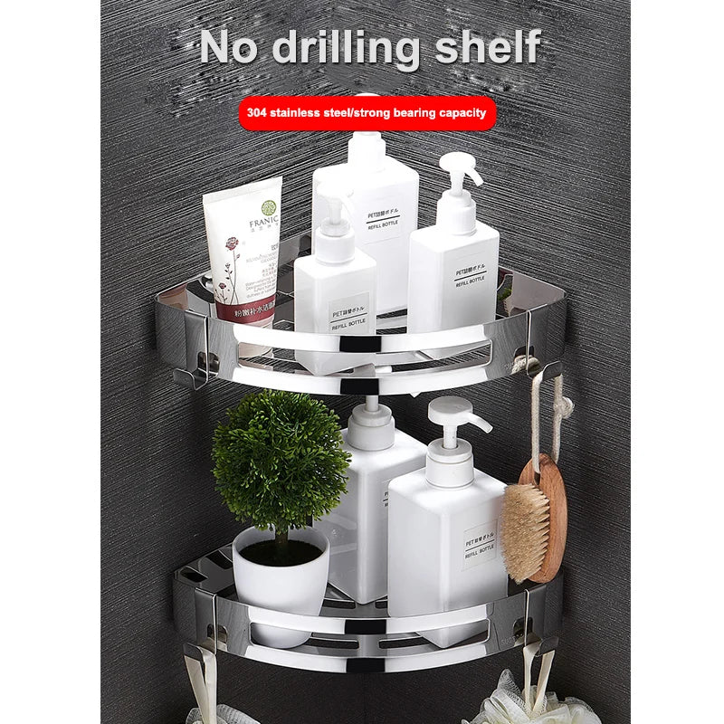 1/2/3 Schichten Eckduschregal Badezimmer Shampoo Duschregal Halter 304 Edelstahl Schlagfrei Küchenstativ Eckständer