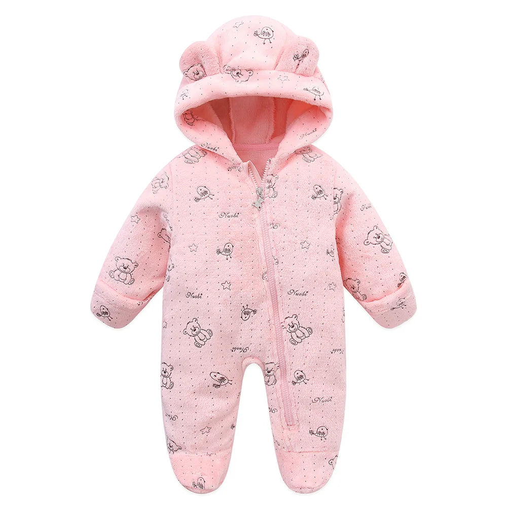 Neugeborenen Baby Flanell Strampler Weiche Warme Herbst Winter Body für Jungen & Mädchen Cartoon Print Overall 0-19M neugeborenen Baby Kleidung
