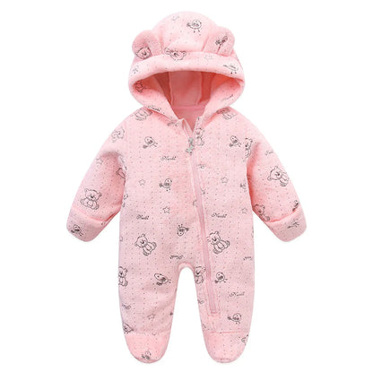 Neugeborenen Baby Flanell Strampler Weiche Warme Herbst Winter Body für Jungen & Mädchen Cartoon Print Overall 0-19M neugeborenen Baby Kleidung