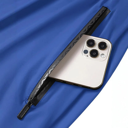 Freizeithosen für Herren, Freizeithosen aus Eisseide, kurze Sporthosen, hochelastisch, Reißverschlusstaschen, elastische Hosen, modische Freizeithosen.