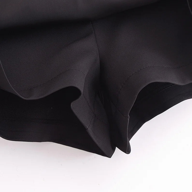 TRAF Shorts for Women Fashion Autumn Winter New Comfortable Casual Solid Color Side Zip Middle-waisted A-line Culotte Skirt Pant.