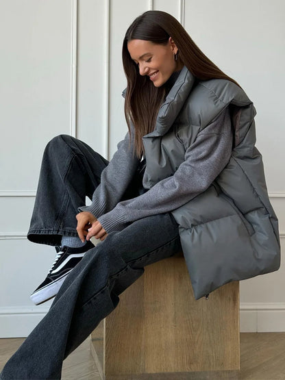 Talenza Damen-Weste aus Baumwolle, neu, ärmellos, sportlich, lässig, einfarbig, Winter, warme Weste, Jacke, Weste, Damen-Baumwolljacke