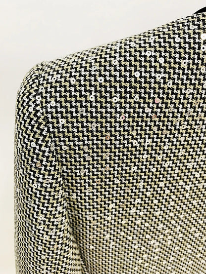 HIGH QUALITY 2025 Newest Designer Fashion Runway Suit Set Women Glitter Squined Blazer Jacket Pants Set.