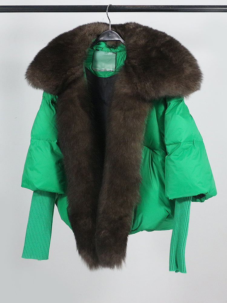 Lose Natürliche Echt Fox Pelz Kragen Mantel Dicke Neue Europäische Mode Weiße Ente Unten Jacke Winter Frauen Warme Luxus Oberbekleidung