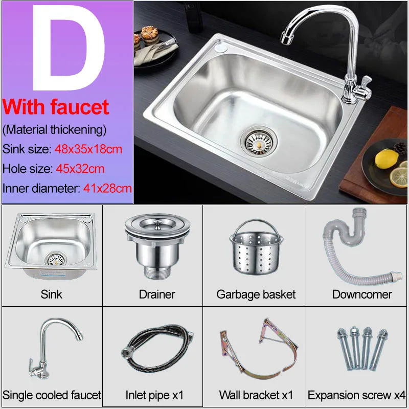 Verdickter Einzelschlitz aus Edelstahl 304 mit Halterung zum Aufhängen an der Wand, Waschbecken, Balkonbecken, Küchenwaschbecken, Waschbecken