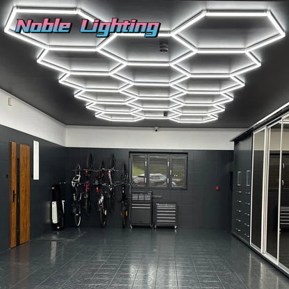 LED Garage Ceiling Hexagon Light Connector Honeycomb Detailing Car Auto Body Repair Wash Station Workshop Tube Light Customized.