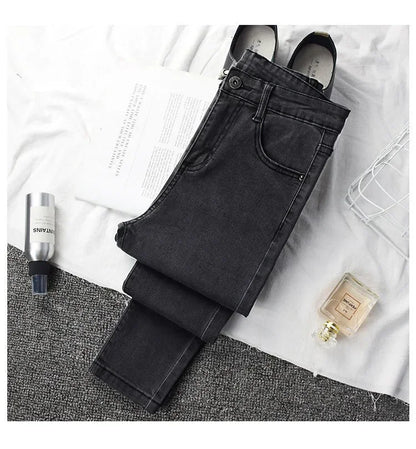 High-waisted Slimming Jeans Women's Cropped Pants Spring Autumn 2021 New Elastic Tight Slims Smooths Your Silhouette Pencil.