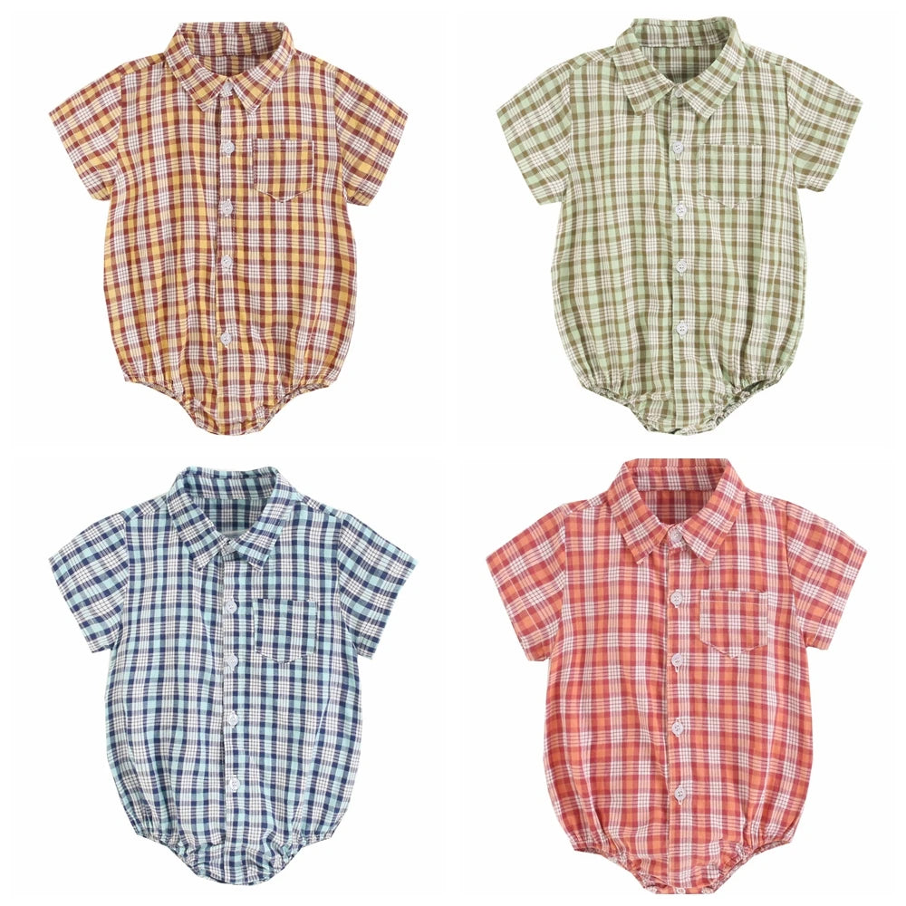 Sanlutoz Baumwolle Baby Jungen Bodys Mode Neugeborenen Kleidung für Baby Jungen Kurzarm Sommer Baby Kleidung Plaid