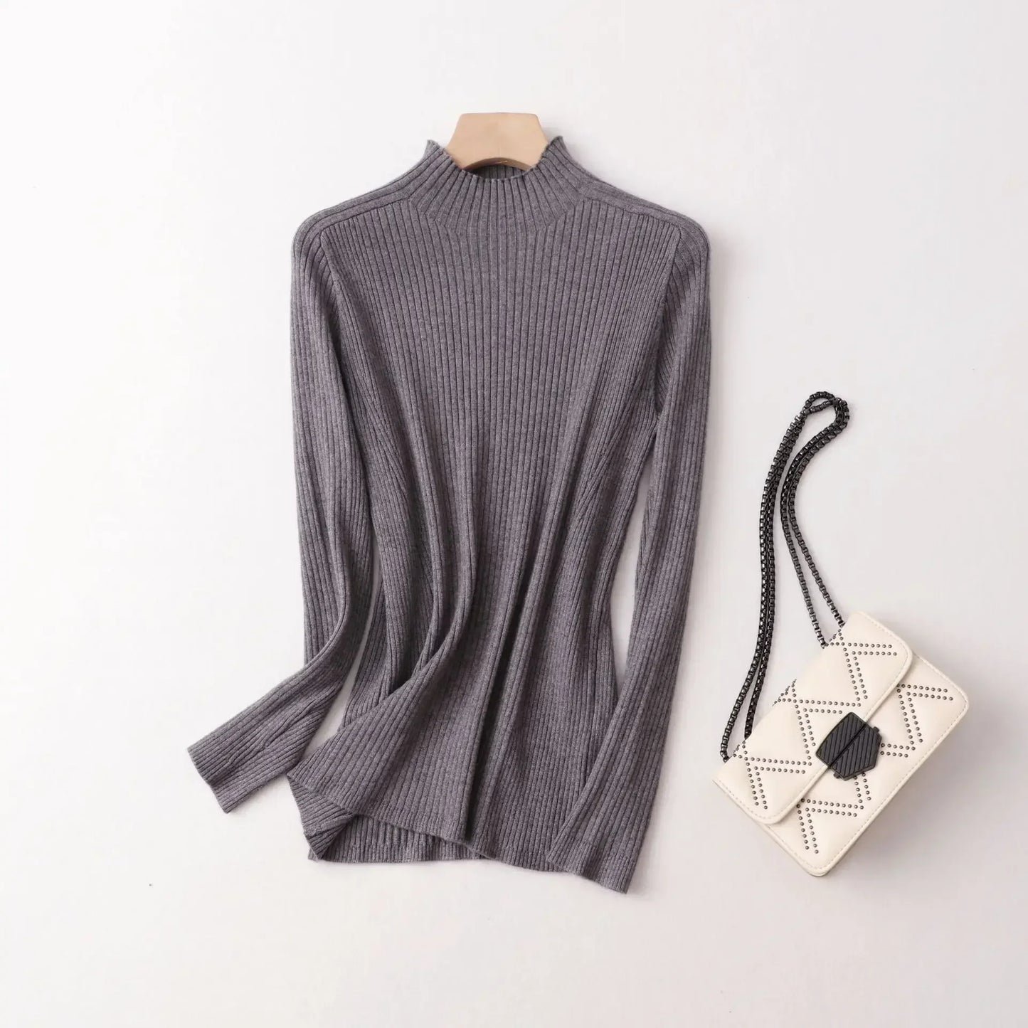 Yuyue Autumn and Winter Silk Cashmere Blended Turtleneck Sweater Women's Korean Version Fashion Slim-fit Pullover Long-sleeved F