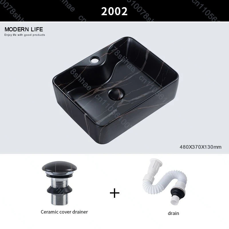 Luxuriöses Vintage-Keramikgefäßwaschbecken für Badezimmer, Waschtisch, Kunstbecken über der Theke, Waschbecken mit Abflusszubehör, Arbeitsplatte