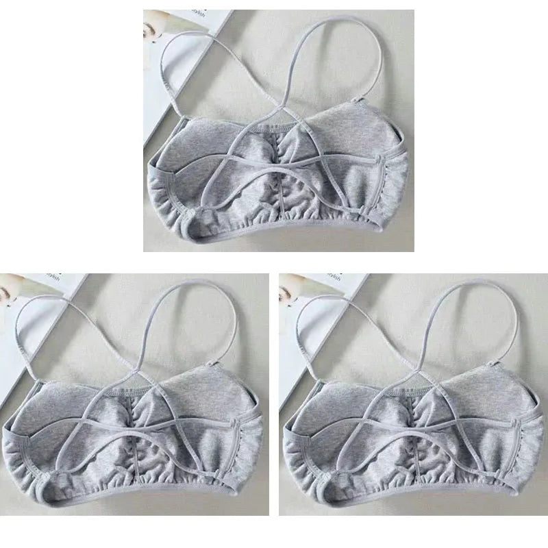 3pcs Womens Top Cross Strap Sports Bra Thin Push Up Sport Bra Yoga Gym Crop Tops Brassiere Fitness Breathable Girls Student Bras.