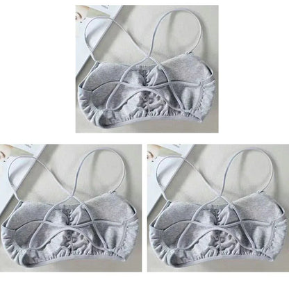 3pcs Womens Top Cross Strap Sports Bra Thin Push Up Sport Bra Yoga Gym Crop Tops Brassiere Fitness Breathable Girls Student Bras.
