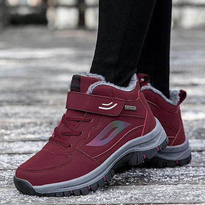 Unisex Winter Cotton Shoes Thick Soled Leather Warm Comfortable Snow Walking Casual Shoes Lightweight Outdoor High Top Boots.