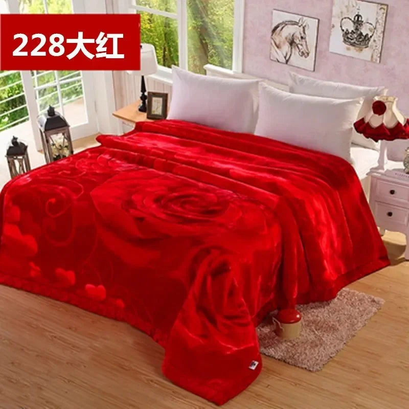Blanket Double Thickened Raschel Winter Wedding Quilt Blanket Warm Coral Fleece Cashmere Blanket Double