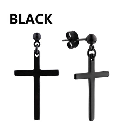 1 Pairs Black Earrings Set Punk Stainless Steel Stud Earrings For Men Women Vintage Hip Hop Piercing Ear Jewelry Accessories