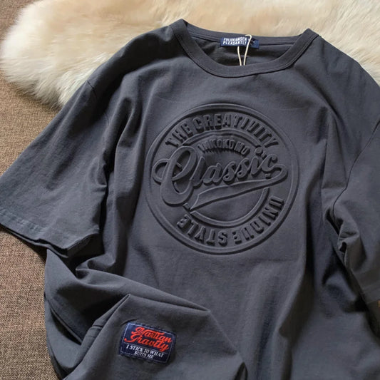 Vintage 3D Print Steel Seal Print Mens Short-sleeved T-Shirt Casual T Shirt Couples T-shirts Women Men's Loose Tees.