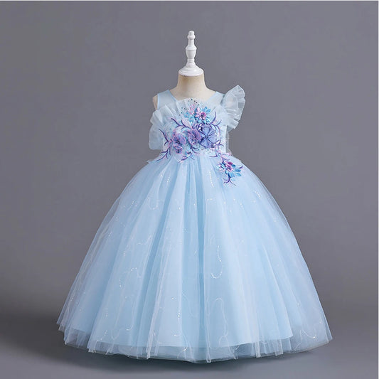 HETISO Kinder Elegantes formelles Kleid Mädchen Blume Prinzessin Party Abendkleid Geburtstag Festliches Neujahrskleid für Kinder 12 14 Jahre