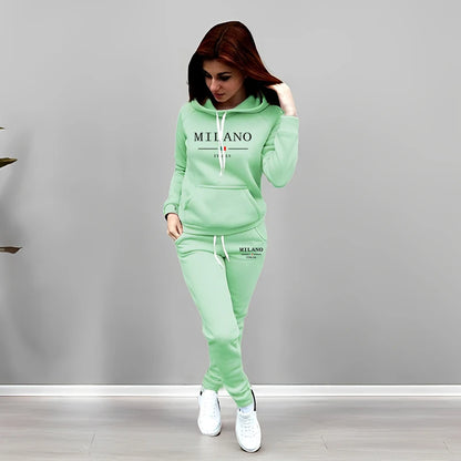 Autumn Winter Woman Clothing Printed Casual Sweatshirt Sweatpants Set Jogging Hoodie Tracksuit Sports Home Womens Pants Suit y2k.