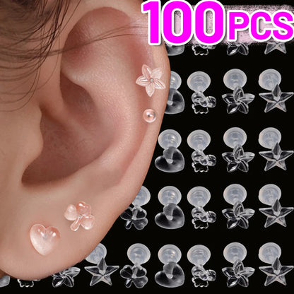 2/100Pcs Mini Resin Ear Studs for Women Anti-allergy Prevent Allergy Transparent Girls Invisible Cute Earring Piercing Jewelry.