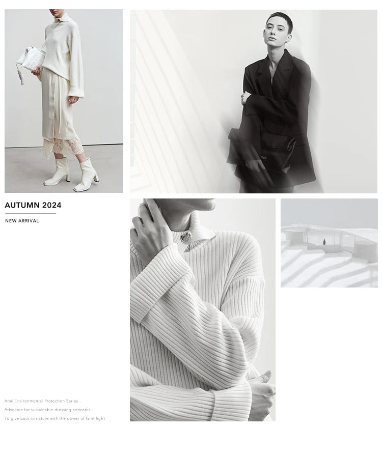 AMII Minimalist Elegant Basics Knitted Skirts for Women 2024 Winter New Elastic Waist Straight Lady Commuter Long Skirt 12443250.