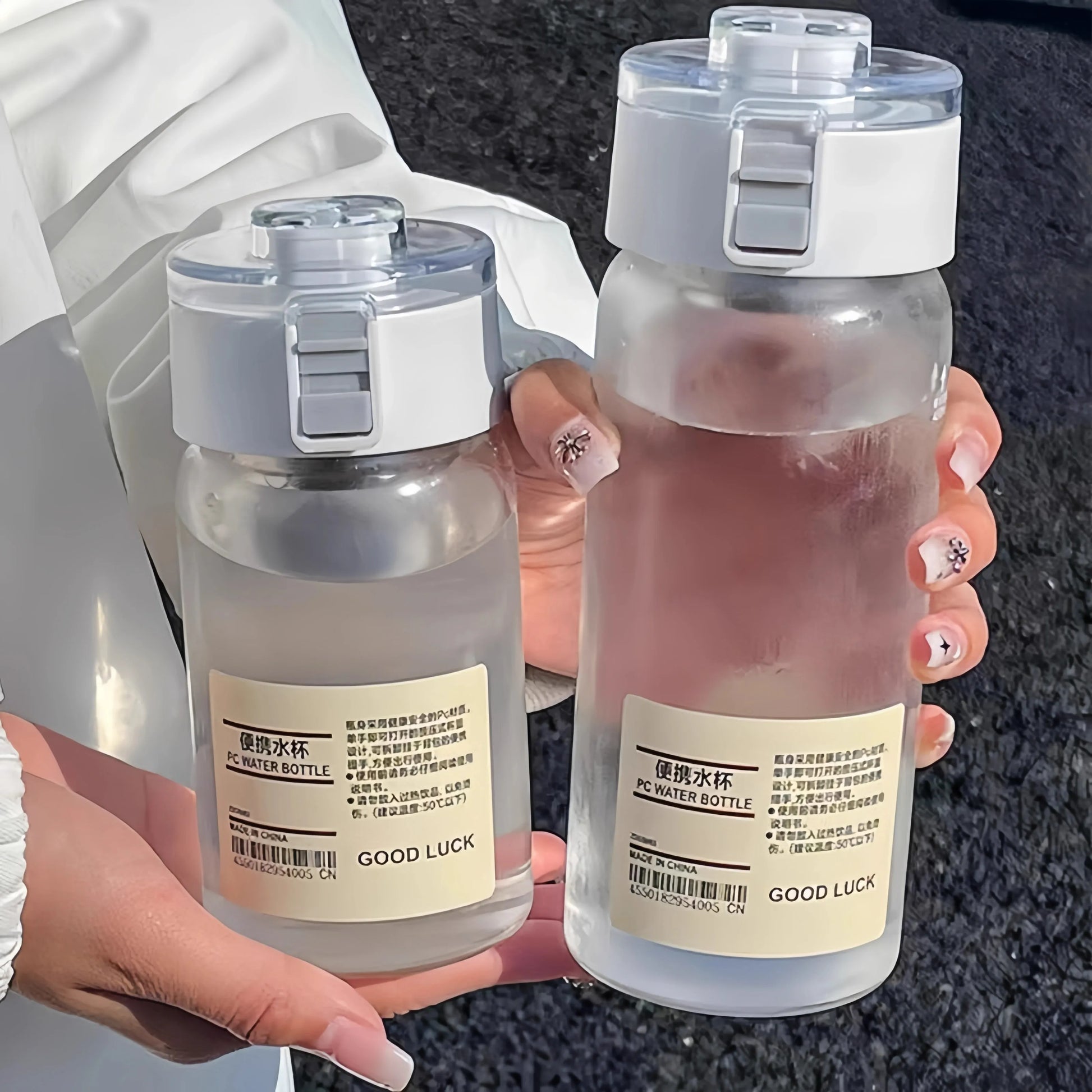 Kawaii Plastic Transparent Water Bottle Leakproof Simple Portable Outdoor Travel Office Water Bottle Juice Cup Beach Drinkware.