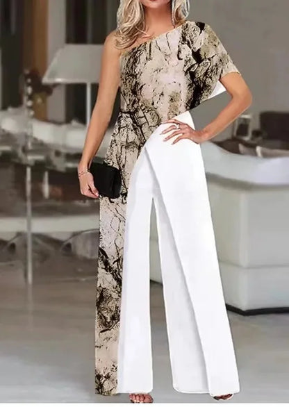 2024 Amazon Independent Station Women's Jumpsuit Slimming Fashionable Color Blocking Women's Trousers Jumpsuit Casual Style