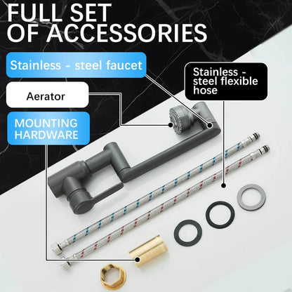 Basin Faucet 360° Rotate Bathroom Sink Mixer Cold Hot Tap Height Adjusted Multi Function Nozzle