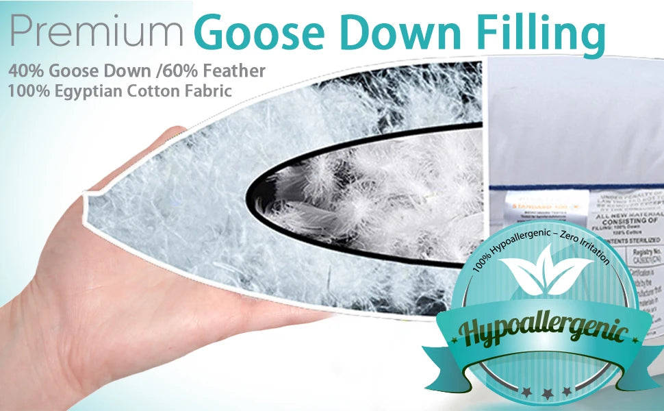 Down Pillow 100% Goose Down Feather Household Down Pillow Three layer down+feather+down pillow  size height can be customized.