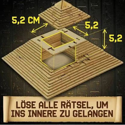 Unique Gifts Wooden Pyramid Puzzle Box With Hidden Compartment Brain Teaser For Adults Kids IQ Challenge Mind Games.