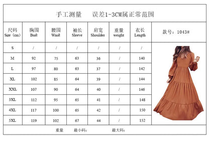 Women Summer dress 2025 new fashion casual solid color v neck long sleeve temperament big swing dresses women vestidos TXGL519.