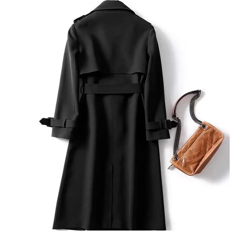 Herbst Winter Langarm Graben Mantel Für Frauen 2024 Mode Lose Büro Dame Lange Outer Jacke Mäntel Weibliche Kleidung
