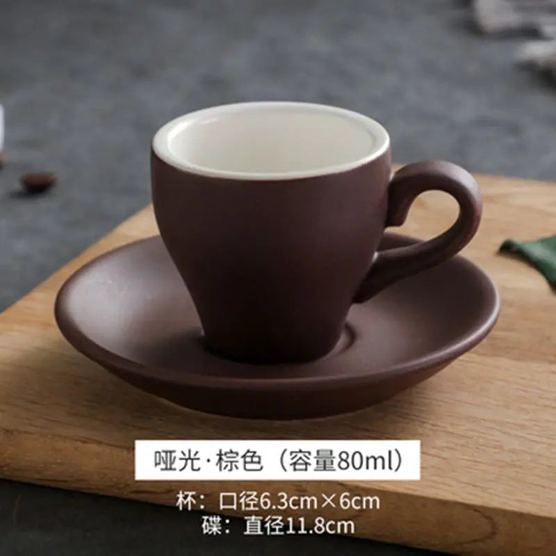 Thickened Ceramic Coffee Cup Set 80ML Italian Espresso Cup Plate Small Cup Colorful with Plate Spoon Drinkware