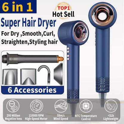 220V Super Hair Dryer 1600W Leafless Hair dryer Personal Hair Care Styling Negative Ion Tool Constant Anion Electric Hair Dryers