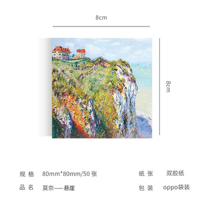Malerei Memo Pad Monet Van Gogh Keine-klebrige Hinweis Aufkleber Scrapbooking DIY Notizblock Tagebuch Schreibwaren Schule Liefert