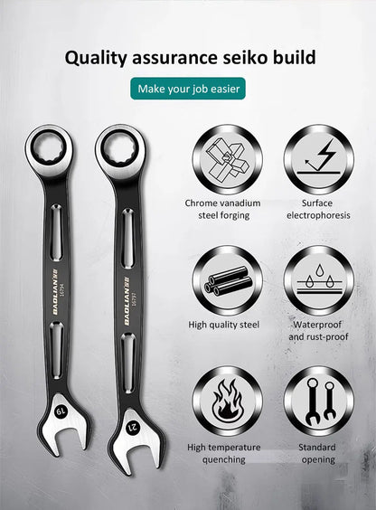 1PC 6-22mm Kombination Ratsche Dual-zweck Schlüssel Metric Universal Spanner arbeitssparende Anti Slip reparatur Werkzeug Hand Werkzeug