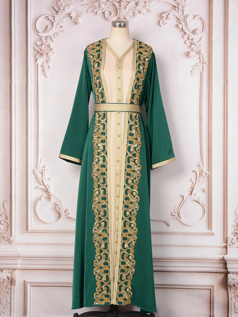 Naher Osten Mode Schwerindustrie Nagelperle eingelegter Diamant Muslimisches Gewand Damen langer Rock elegantes Abendkleid Kleid.