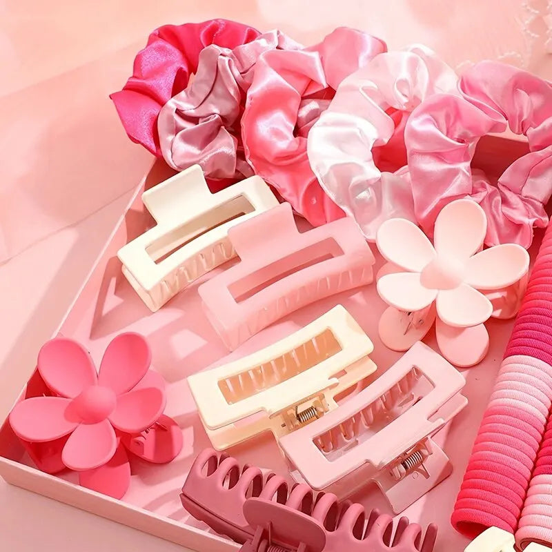 53-163Pcs Dopamine Fashion Elastic Colorful Band Hair Circles Flower Shaped Hair Accessory Grip For Women Daily Party Gift.