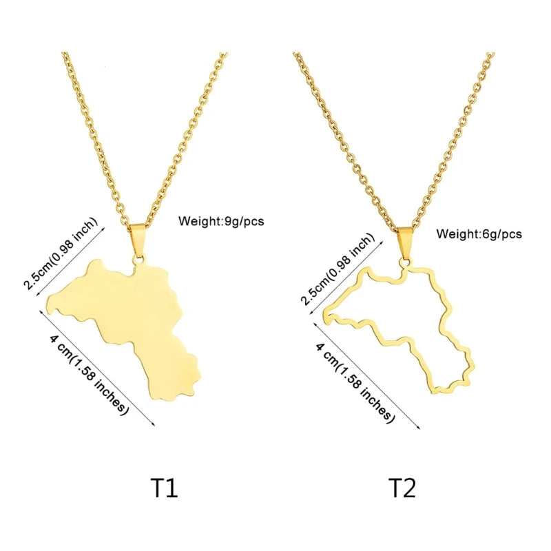 Stainless Steel Kurdistan Map Pendant Necklace for Couple Ethnic Jewelry Valentines Women Men Unisex Charm Gift.