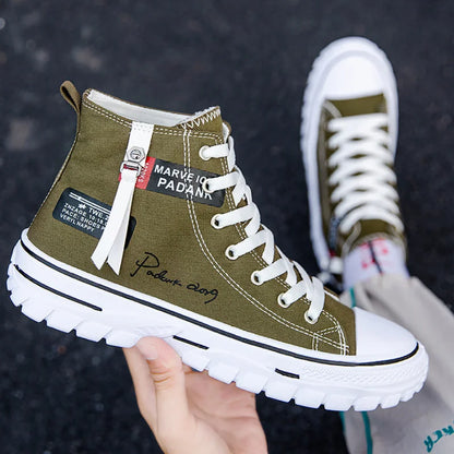 Men's Canvas Shoes High Top Sneakers Breathable Platform Casual Shoes Lace-up Flats Men Non-slip Vulcanize Shoes Tenis Masculino.