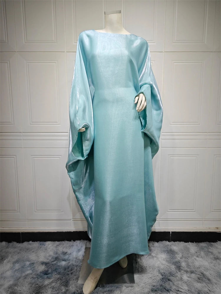 Batwing Butterfly Sleeve Satin Khimar Abaya Dubai Luxury 2024 Muslim Kaftan Dress Abayas For Women Kebaya Caftan Vestidos Femme.