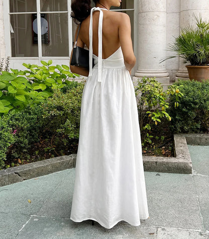 2023 neue Frauen Sommer Baumwolle Lange Kleid Ärmellose Sexy V-ausschnitt Boho Maxi Kleid Lose Stil Lange Kleid Vestidos Kleidung