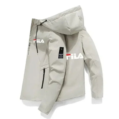 Men's 2025 printed high-quality zipper hooded baseball jacket, four-autumn jacket, trendy men's windproof zipper jacket, casual.