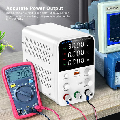 Wanptek Laboratory Power Supply 30V 5A 30V 10A 60V 5A 120V 3A Encoder Adjustment with USB Fast Charging Lab DC Power Supply.