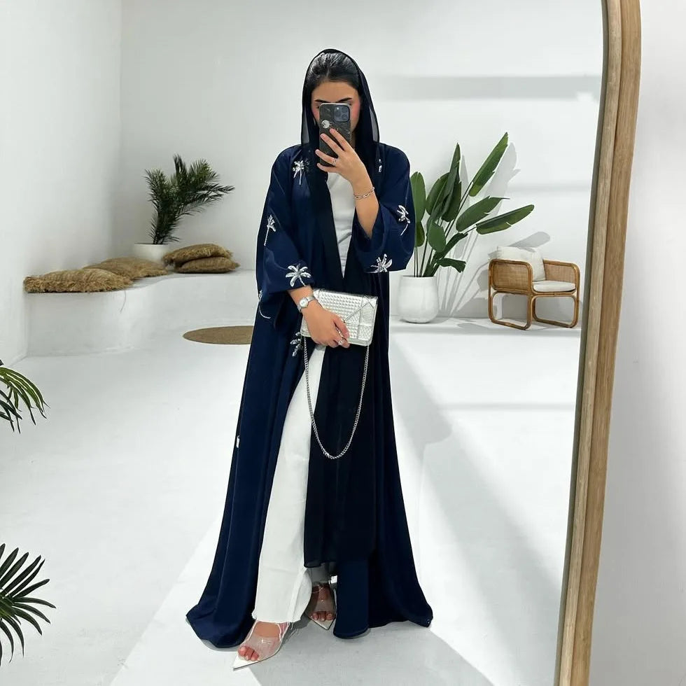 Mode Dubai Abayas für Frauen Stickerei Muslimischen Kleid Türkei Kaftan Islam Kleidung Kebaya Kaftan Marocain Femme Robe Jalabiya.