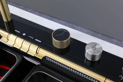 Golden Household Stainless Steel Waterfall Kitchen Sink MultiFunction Wash Vegetable and Dish Countertop Basin Large Single Slot