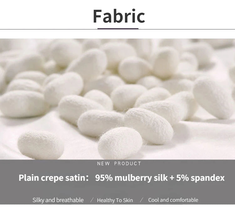 Woman Silk Shirt Long-sleeved Satin Women Blouse 19mm Mulberry Silk Blouse Loose Versatile Base Shirt 95% Natural Silk+5%Spandex.