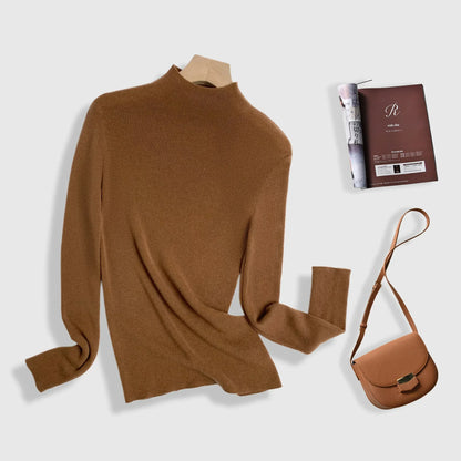 100% Ultra-fine Merino Wool Sweater Autumn and Winter Loose and Simple Semi-turtleneck Wool Bottoming Shirt Multi-color Sweater