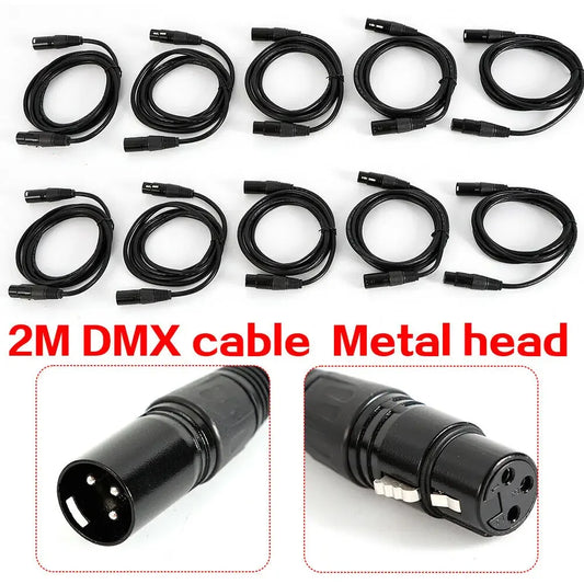 10pcs 2m DMX Cable 3-Pin XLR Wire For Various Stage Light Moving Head Light Preventt Transmission Interferences Of Digital Audio.