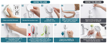 TAILI Zahnbürstenhalter mit Saugnapf für die Dusche, bohrfrei, abnehmbare Zahnpasta, selbstentleerender Rasiererhalter, Organizer für Badezimmer